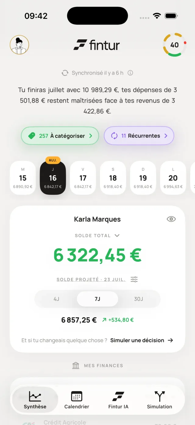 Synthèse de l'app Fintur